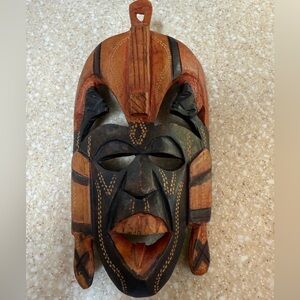 Vintage Art Handcrafted African Kenya Wooden Tribal Folk Face Mask Wall Decor